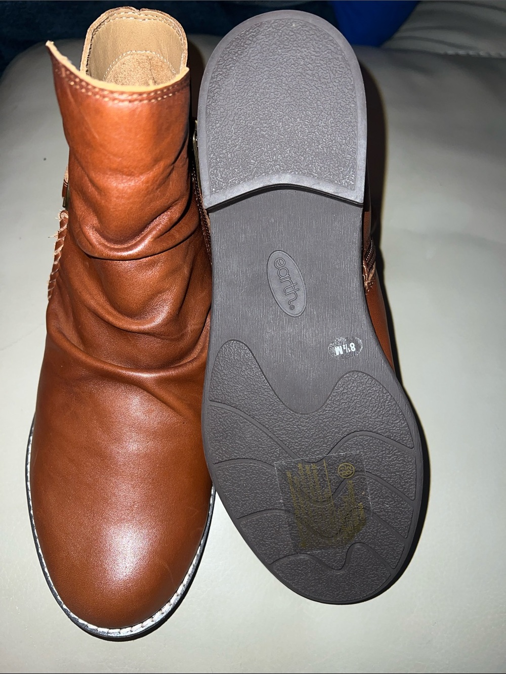 Earth Brown Leather Ankle Boots with Side Buckle - Picture 7 of 7